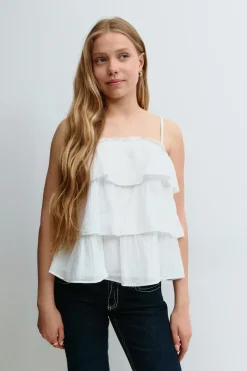 Clearance Gina Tricot Y frill top Wit