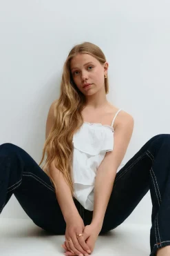 Clearance Gina Tricot Y frill top Wit
