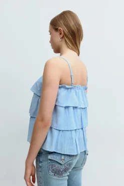 Hot Gina Tricot Y frill top Blauw