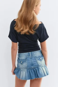 Gina Tricot Y jeanova frill denim skirt Blauw
