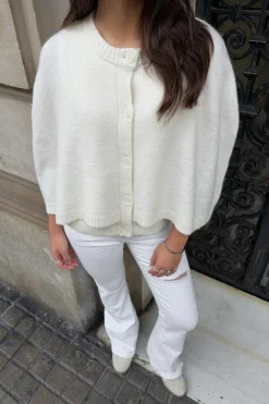 Outlet Gina Tricot Y knitted cape cardigan Wit