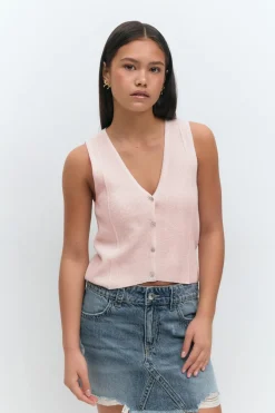 Online Gina Tricot Y knitted vest Roze
