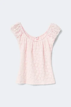 New Gina Tricot Y lace ruched top Roze