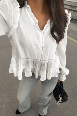 Sale Gina Tricot Y long sleeve blouse Wit