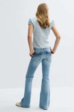 Hot Gina Tricot Y one knee destroy jeans Blauw
