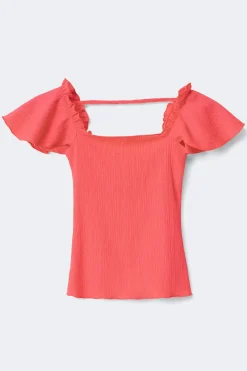 Clearance Gina Tricot Y open back frill top Roze