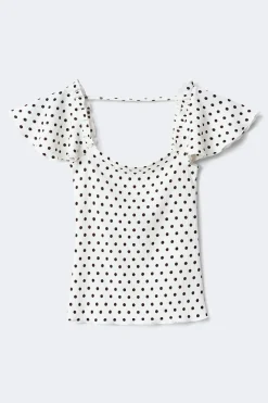 New Gina Tricot Y open back frill top Zwart