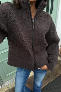 New Gina Tricot Y pile zip jacket Bruin