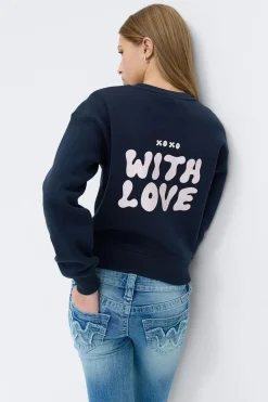 Outlet Gina Tricot Y printed sweater Blauw