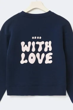 Outlet Gina Tricot Y printed sweater Blauw