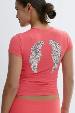 Sale Gina Tricot Y printed tee Oranje