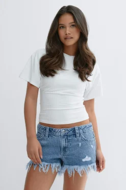 Hot Gina Tricot Y ripped g-low denim shorts Blauw
