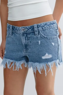 Hot Gina Tricot Y ripped g-low denim shorts Blauw