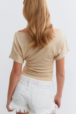 New Gina Tricot Y ruched top Beige