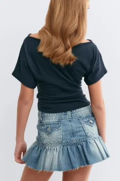 Gina Tricot Y ruched top Blauw
