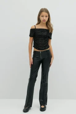 Online Gina Tricot Y sequin off shoulder top Zwart
