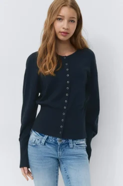 Online Gina Tricot Y shaped knitted cardigan Blauw