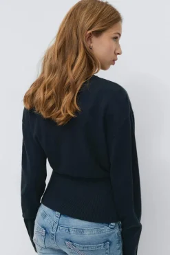Online Gina Tricot Y shaped knitted cardigan Blauw