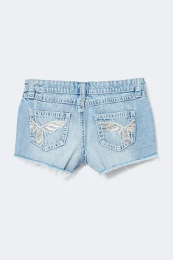 Online Gina Tricot Y sparkle low denim shorts Blauw