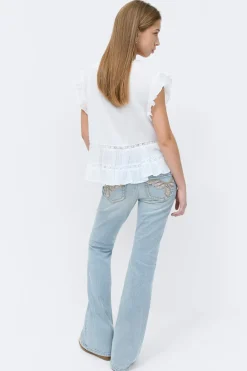 Gina Tricot Y sparkle low flare jeans Blauw
