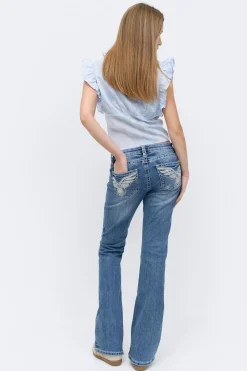 Discount Gina Tricot Y sparkle low flare jeans tall Blauw