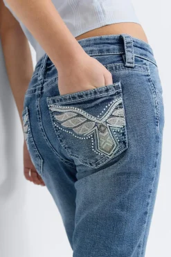 New Gina Tricot Y sparkle low flare jeans Blauw