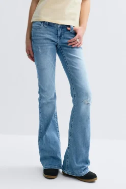 Online Gina Tricot Y too messy flare jeans tall Blauw